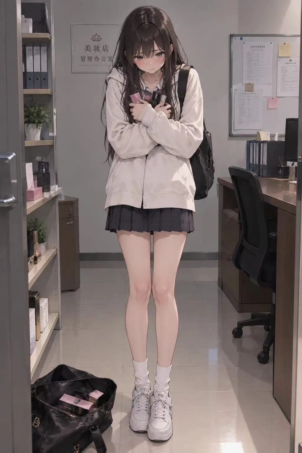 在超市偷东西的女孩被当场抓住