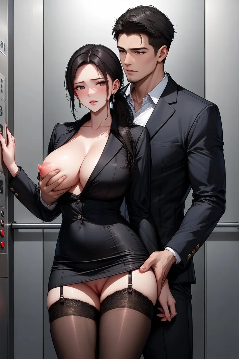 在电梯上勃起的你不小心插入了没穿内裤的人妻经理的小穴